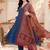 women ethnic motifs regular thread work cotton kurta with trousers & with dupatta
