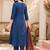women ethnic motifs regular thread work cotton kurta with trousers & with dupatta