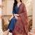 women ethnic motifs regular thread work cotton kurta with trousers & with dupatta