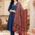 women ethnic motifs regular thread work cotton kurta with trousers & with dupatta