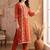 women ethnic motifs embroidered regular thread work kurta with trousers