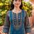 women ethnic motifs printed regular mirror work cotton kurta with trousers & with dupatta