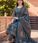 women ethnic motifs printed regular mirror work cotton kurta with trousers & with dupatta