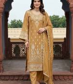 women ethnic motifs embroidered regular kurta with trousers & with dupatta