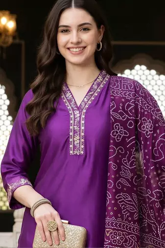 women ethnic motifs embroidered regular thread work liva kurta with trousers & with dupatta