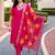 women ethnic motifs embroidered regular kurta with trousers & with dupatta