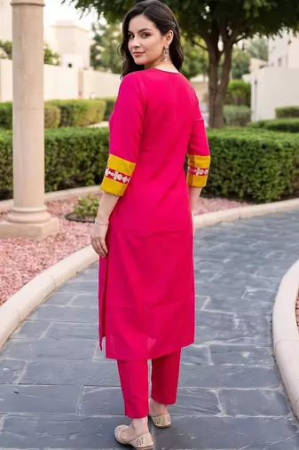 women ethnic motifs embroidered regular kurta with trousers & with dupatta