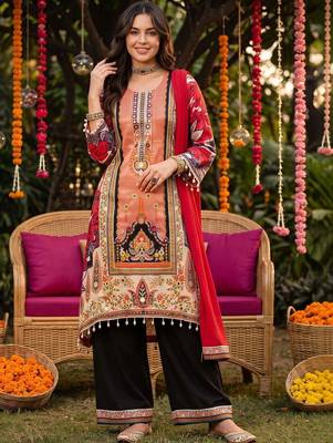 women floral printed regular kurta with trousers & with dupatta 2