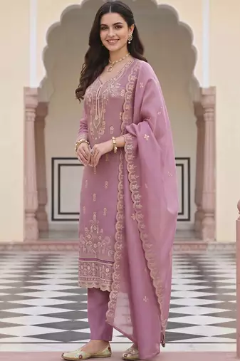 women ethnic motifs embroidered regular thread work kurta with trousers & with dupatta