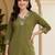 women regular mirror work kurta with trousers
