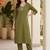 women regular mirror work kurta with trousers