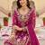 women ethnic motifs embroidered regular kurta with trousers & with dupatta