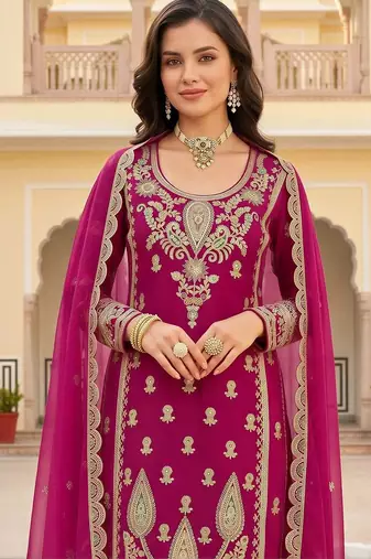women ethnic motifs embroidered regular kurta with trousers & with dupatta