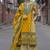 women ethnic motifs printed regular mirror work cotton kurta with palazzos & with dupatta
