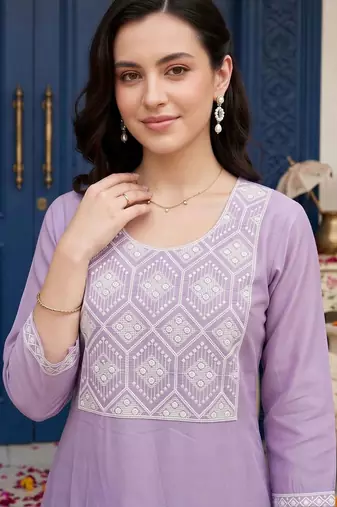 women ethnic motifs embroidered regular thread work kurta with trousers & with dupatta
