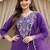 women ethnic motifs embroidered regular thread work kurta with trousers & with dupatta