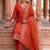 women ethnic motifs embroidered regular thread work kurta with trousers & with dupatta