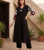 women ethnic motifs printed regular cotton kurta with trousers