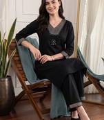women ethnic motifs regular gotta patti kurta with trousers