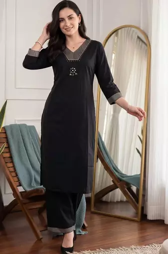 women ethnic motifs regular gotta patti kurta with trousers