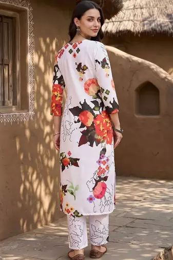 women floral printed regular kurta with trousers
