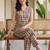 women printed regular cotton kurta with trousers