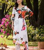 women floral printed regular kurta with trousers