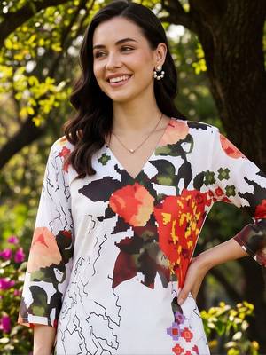 women floral printed regular kurta with trousers 6