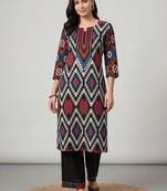 women printed regular cotton kurta with palazzos
