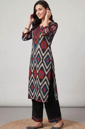 women printed regular cotton kurta with palazzos