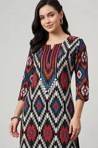 women printed regular cotton kurta with palazzos