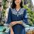 women ethnic motifs embroidered regular thread work linen kurta with trousers