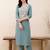 women ethnic motifs embroidered regular thread work kurta with trousers