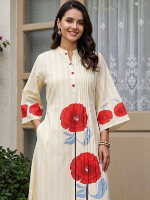 women floral printed regular cotton kurta with palazzos 2