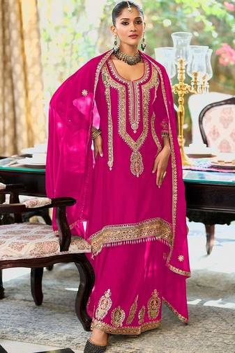 women ethnic motifs embroidered regular kurta with sharara & with dupatta