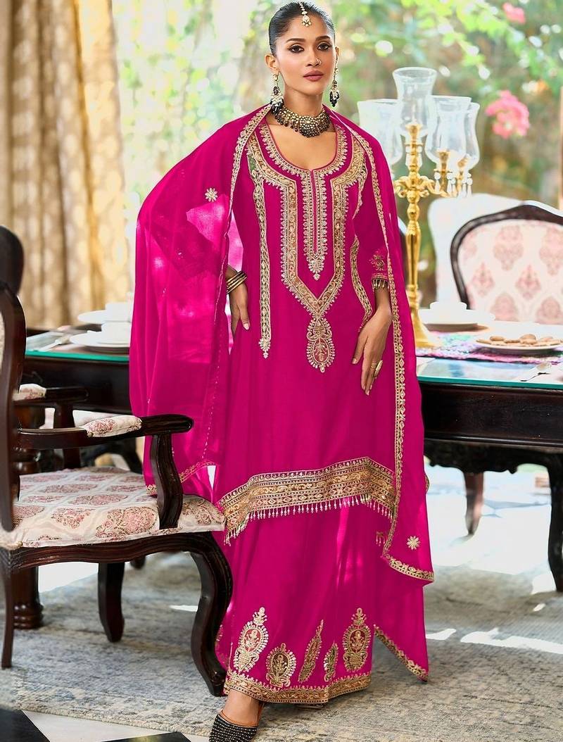 women ethnic motifs embroidered regular kurta with sharara & with dupatta