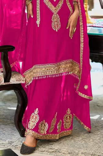 women ethnic motifs embroidered regular kurta with sharara & with dupatta