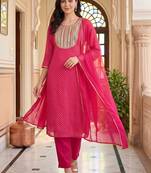 women regular kurta with trousers & with dupatta