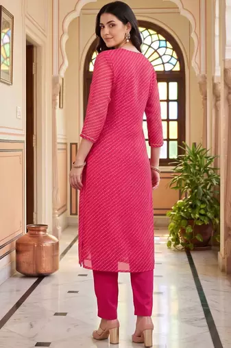 women regular kurta with trousers & with dupatta