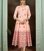 women floral printed regular cotton kurta with trousers & with dupatta