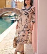 women printed regular kurta with trousers
