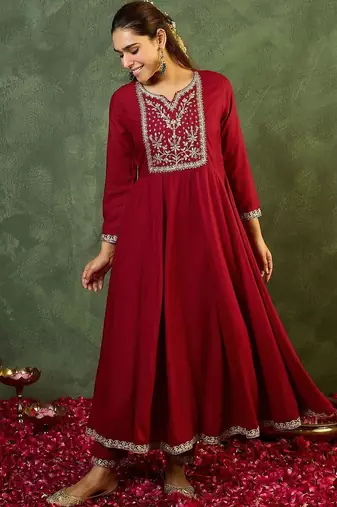 women ethnic motifs embroidered regular kurta with trousers & with dupatta