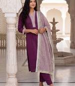women regular cotton kurta with trousers & with dupatta