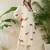 women animal printed regular thread work cotton kurta with trousers