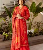 women ethnic motifs embroidered regular thread work kurta with palazzos & with dupatta