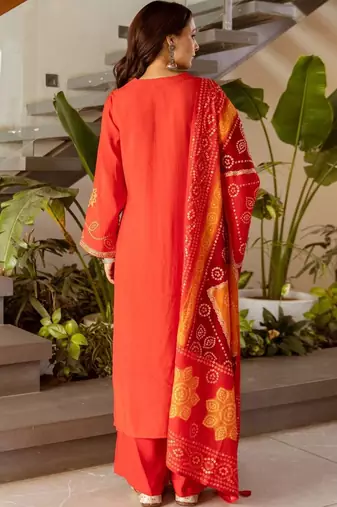 women ethnic motifs embroidered regular thread work kurta with palazzos & with dupatta