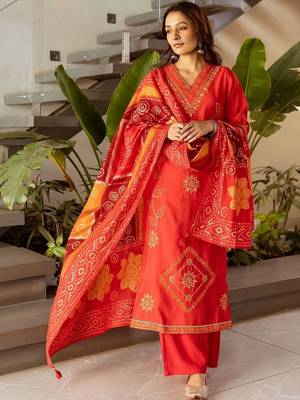 women ethnic motifs embroidered regular thread work kurta with palazzos & with dupatta 6