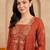 women ethnic motifs embroidered empire thread work kurta with trousers & with dupatta