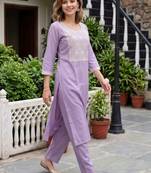 women embroidered regular thread work kurta with trousers