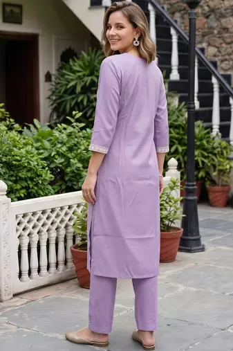 women embroidered regular thread work kurta with trousers